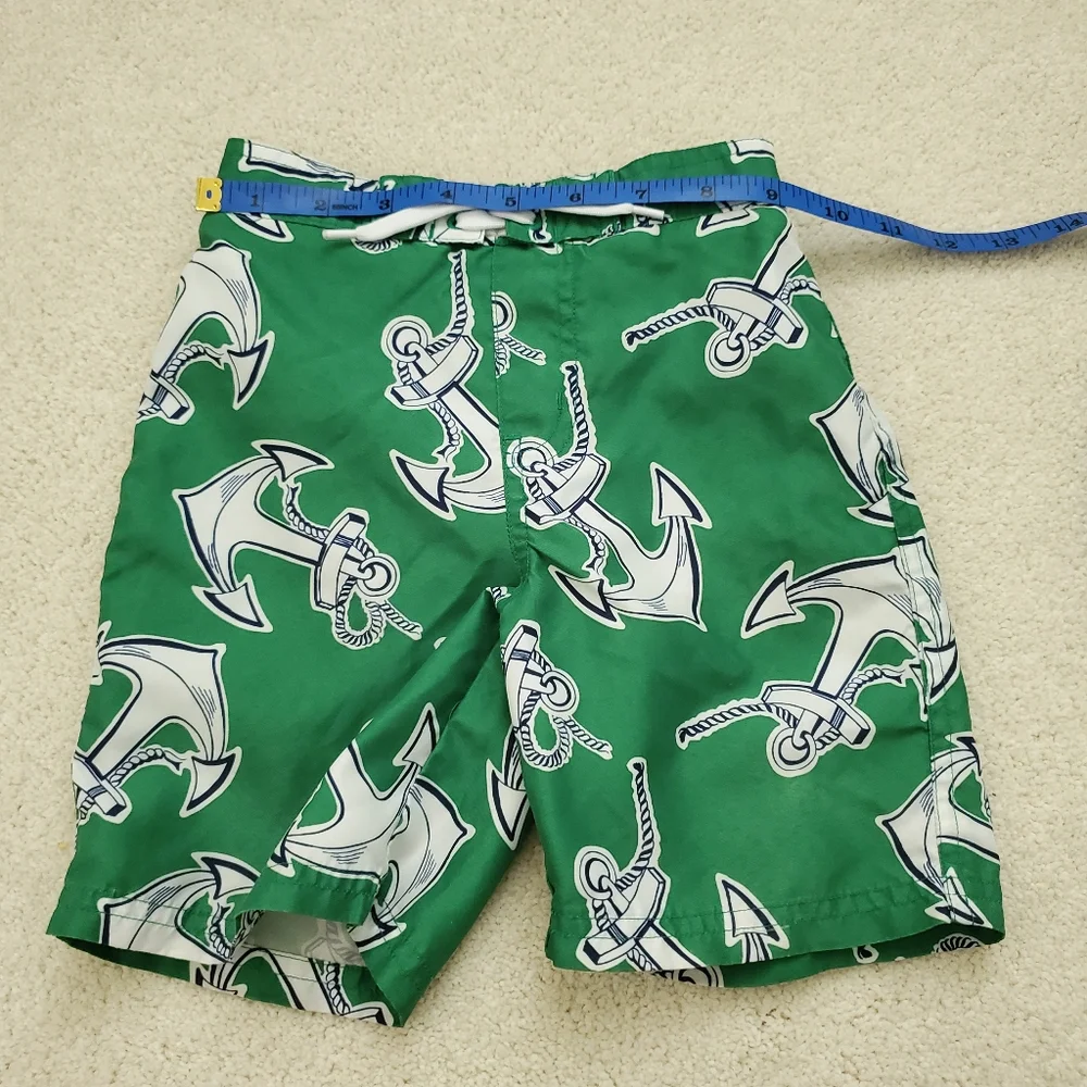 Janie and Jack Boys Swim Trunks Green Anchor Print sz18-24m